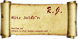 Ritz Jolán névjegykártya